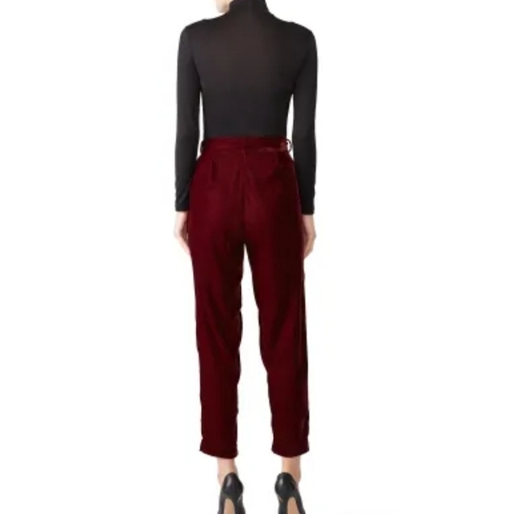 PatBO Slim velvet trouser burgundy 2 - Picture 2 of 12